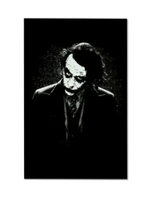 Joker Dark Knight Poster – Heath Ledger – Gritty Black & White Wall Print