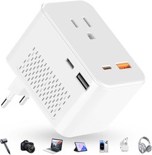 220 V to 110 V Voltage Converter, 20 W PD, Reduces 220 V to 120 V, U.S. to Eu...