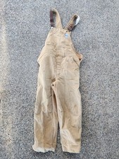 Vintage 90s Muleskins Quilted Lined Canvas Bib Overalls Mens Size 32/30 Brown