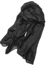 Solid Color Silk Feel Long Scarves Black