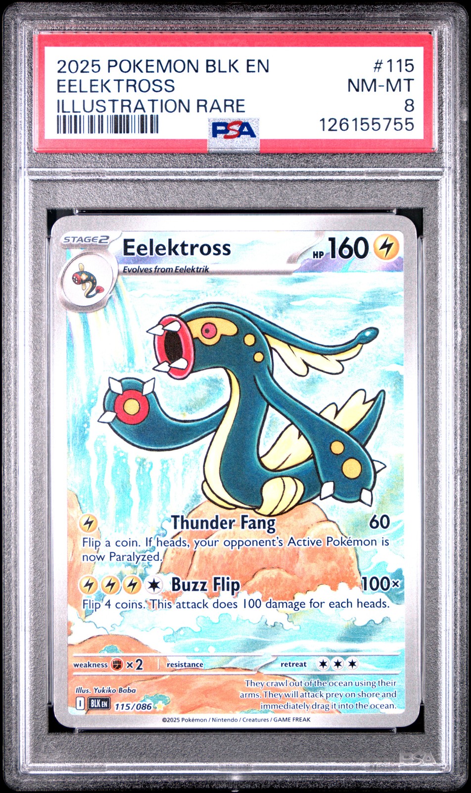 2025 POKEMON BLK EN-BLACK BOLT ILLUSTRATION RARE #115 EELEKTROSS PSA 8