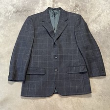 Valentino Uomo Blazer Mens Size 48R Wool Gray Plaid Double Vent Sport Coat