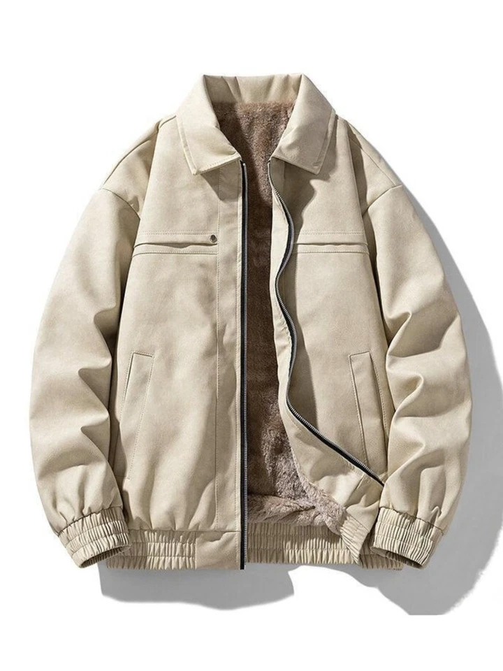 Chaqueta forrada de lana con cremallera talla grande para hombre Foto 3 de 4