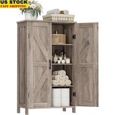 Farmhouse Storage Cabinet Adjustable Shelves Hinged Doors Multi-Use Organizer