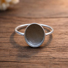 925 Sterling Silver 10x12mm Oval Bezel Blank Ring Setting DIY Jewelry Making