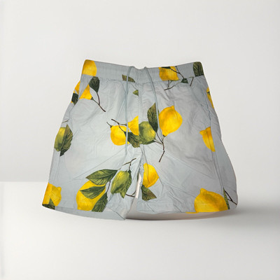 ORIGINAL USE Mens SMALL Blue Lemon Tree SWIM TRUNKS Pocket S Print SHORTS
