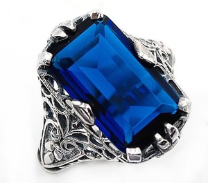 10CT Heat Treated Kyanite 925 Sterling Silver Vintage Look Ring Jewelry Sz 8