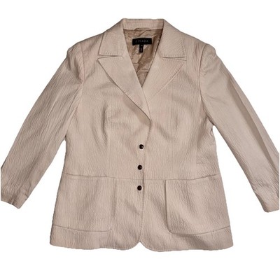 Escada  Cream Gold Button Blazer 3 Button Cotton Silk Sz 42 Light Tan Luxury