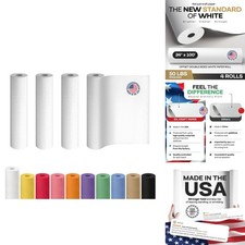 White Paper Roll 24" x 1200" (100 Feet), Pack 4 - USA-Made Quality White Kraft