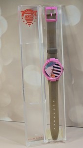 VINTAGE 1989 SWATCH COCA COLA COKE LOGOS SWISS WATCH 35MM w/case