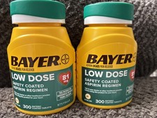 2 BOTTLES BAYER LOW DOSE ASPIRIN ENTERIC COATED TABLETS, EXPIRES 2028 Oct. 300