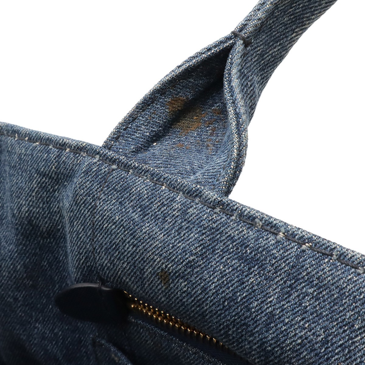 PRADA Canapa Tote Bag 2WAY Shoulder Bag Crossbody Denim Canvas AVIO Blue Gold Ha thumbnail 8