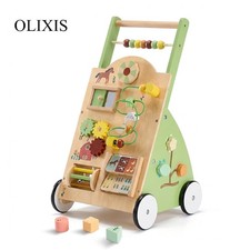 OLIXIS Wood Baby Walker Push Toy,Wheel Speed Adjustable,Montessori Activity Toy