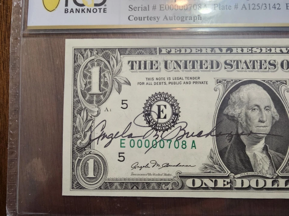 Low Serial #00000708 Courtesy Autographed 1981 $1 PCGS 64 PPQ Signature - Image 2 of 4