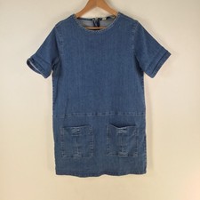South dress womens size 12 shift blue short sleeve cotton 126566