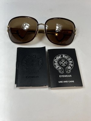 Lunettes Chrome Hearts Double Dip GP D3L Or Marron Authentiques - Modèle 63-15 - Occasion état 9/10