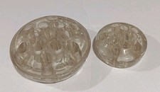 Two Clear Glass Flower Frogs 1- 13 Hole, 1- 11 Hole Larger One Heavy And Footed