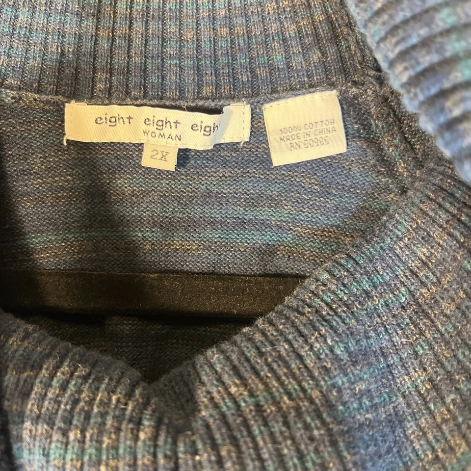 Eight Eight Eight Womens Sweater 2X 100% cotton Turtle Neck Long Sleeve - Image 2 of 3