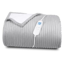 Electric Heated Blanket Queen Size 84" x 90"  6 Heating Levels  8h Light Grey