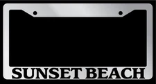 Chrome License Plate Frame "Sunset Beach" Auto Accessory Novelty