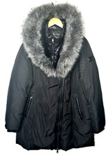 Lily Morgan Winter Parka Hooded Coat Removable Faux Fur Trim Black Womens Sz Xl