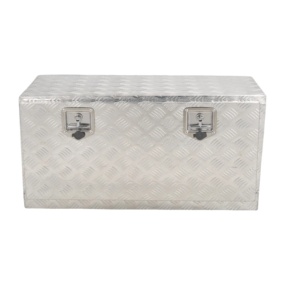 Caixa de ferramentas de alumínio 36"x18"x17" caminhão reboque cama armazenamento inferior da carroceria + trava e chave prata - Imagem 3 de 4