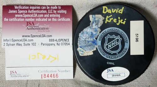 David Krejci Autograph Signed Bruins Hockey Puck COA James Spence Authentication - Picture 4 of 6