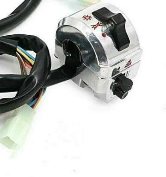 Arranque eléctrico moto 7/8"+luces+interruptor derecho Hazzard aluminio cromo Foto 4 de 4