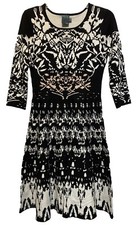 Gabby Skye Sweater Dress B&W 3/4 Sleeve Knee Length Size Small