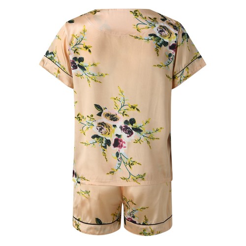 Mujeres Pijamas Set Satén Prendas para dormir Sexy Lencería Cuello en V Camisa Pantalones Cortos Ropa de noche - - Imagen 15 de 22