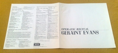 " GERAINT EVANS OPERATIC RECITALS " SXL 6262 SUPER UK ORIG RARE UNBOXED STEREO - Picture 9 of 11