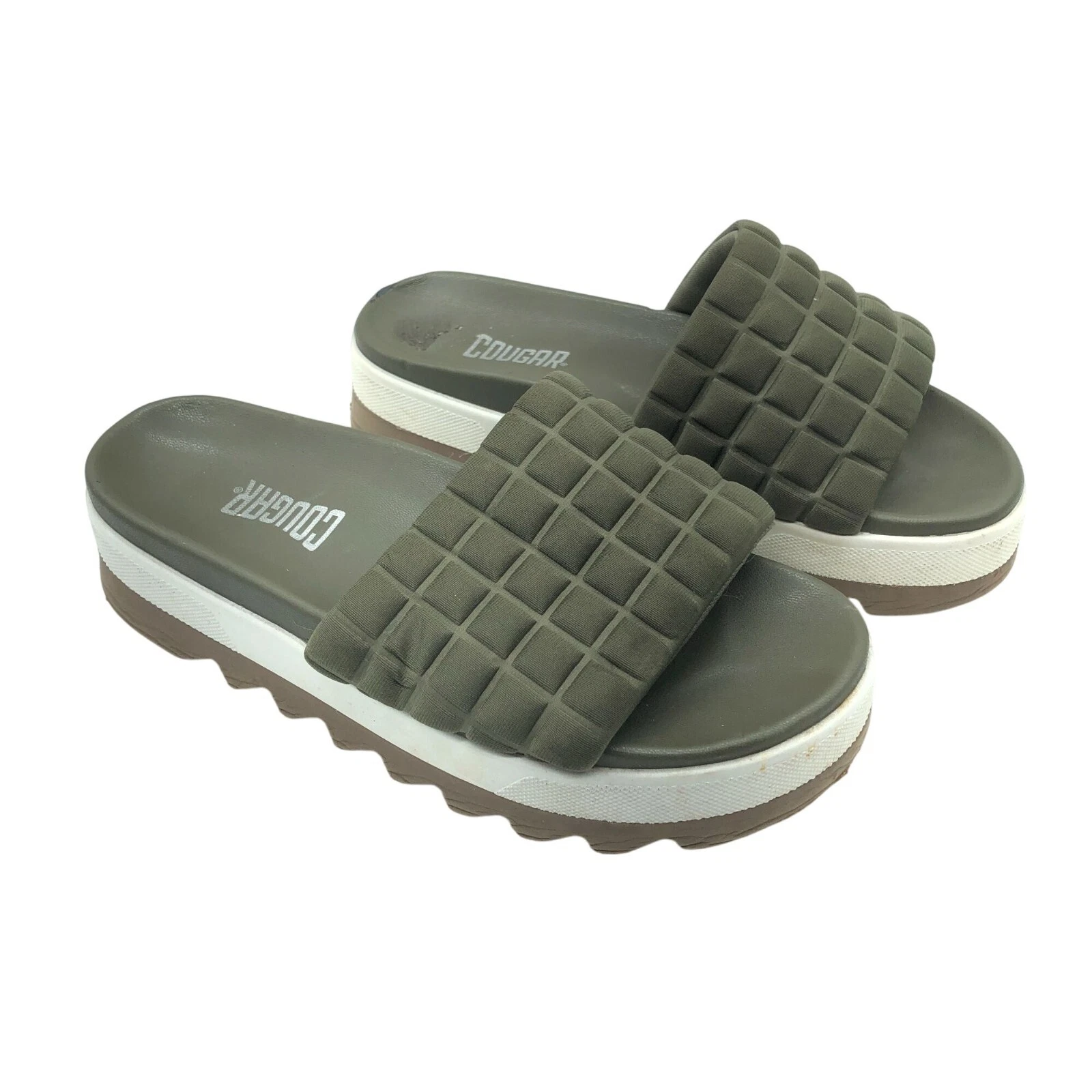 PUMA Sandali donna Cougar Perla slide plateau slip on verde oliva 6