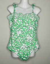 NEW Lands End Draper James One Piece Swimsuit Green Floral Plus Size 16 NWOT