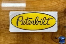 Yellow/Chrome OEM replacement Peterbilt decal emblem genuine size & fit stick