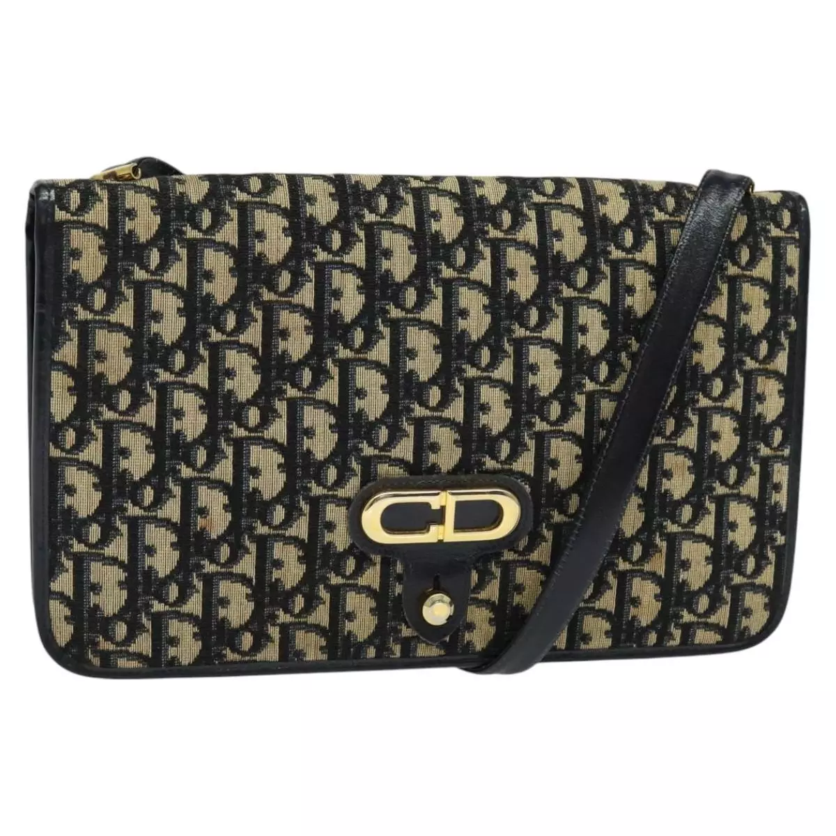 Sac bandoulière Christian Dior trotteur toile bleu marine authentique BD773