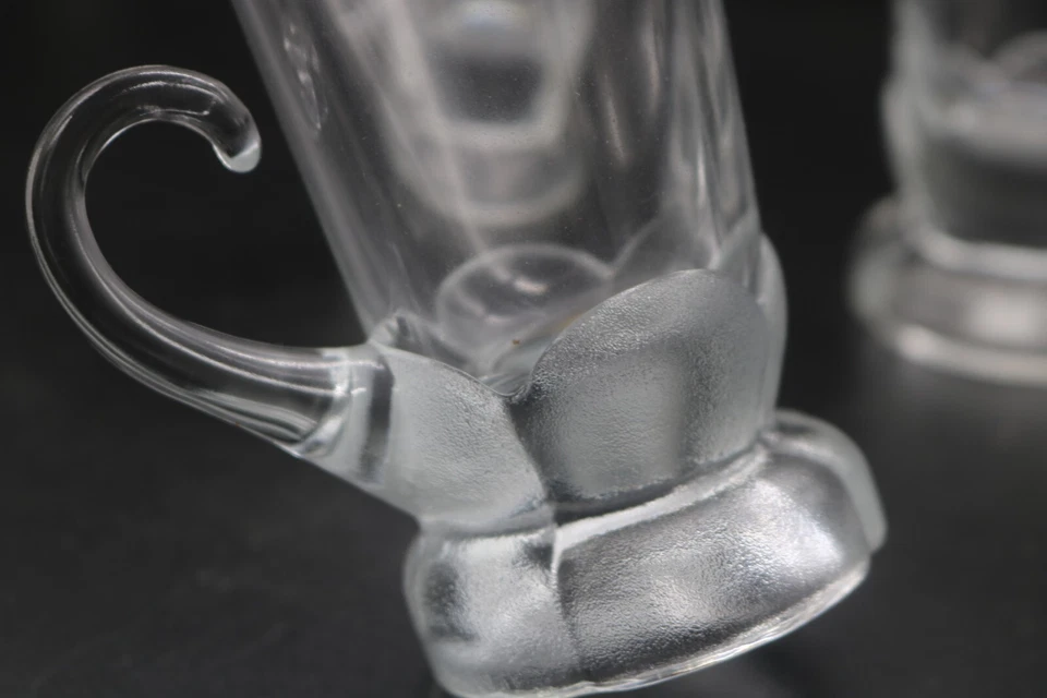 Juego de 4 tazas vintage de vidrio transparente con mango de café irlandés con pétalo texturizado - 8 oz Foto 4 de 4