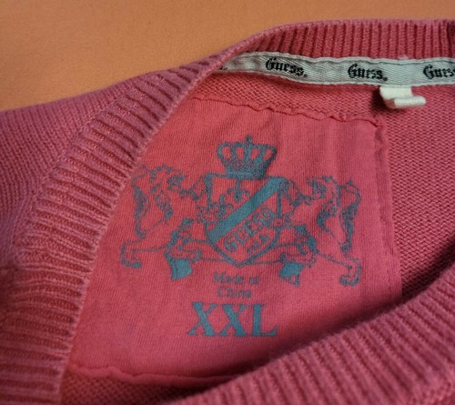 Vintage Guess Pink Pullover Sweater Logo Accent 100% Cotton Women's Size XXL/TTG - Picture 3 of 7