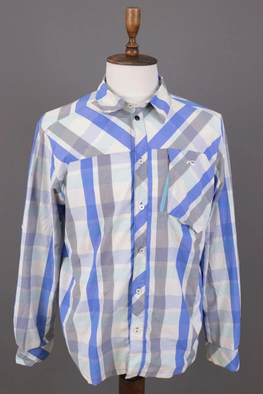 Kjus Sonic L/S Shirt Multicolor Check Long Sleeve Pocket Outdoor Shirt Size XL