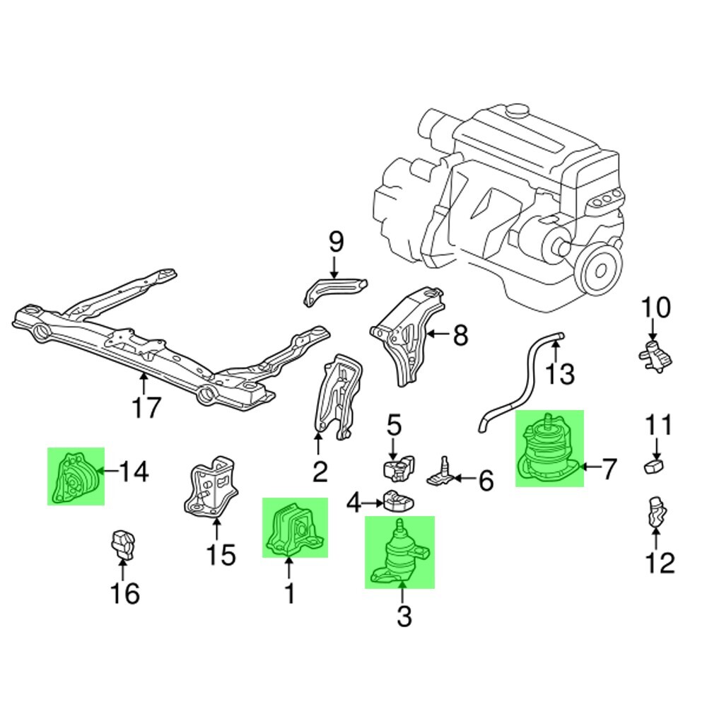Rocar Honda Accord 98-02 4cy 2.3l at Engine Trans Mount 4pcs for 