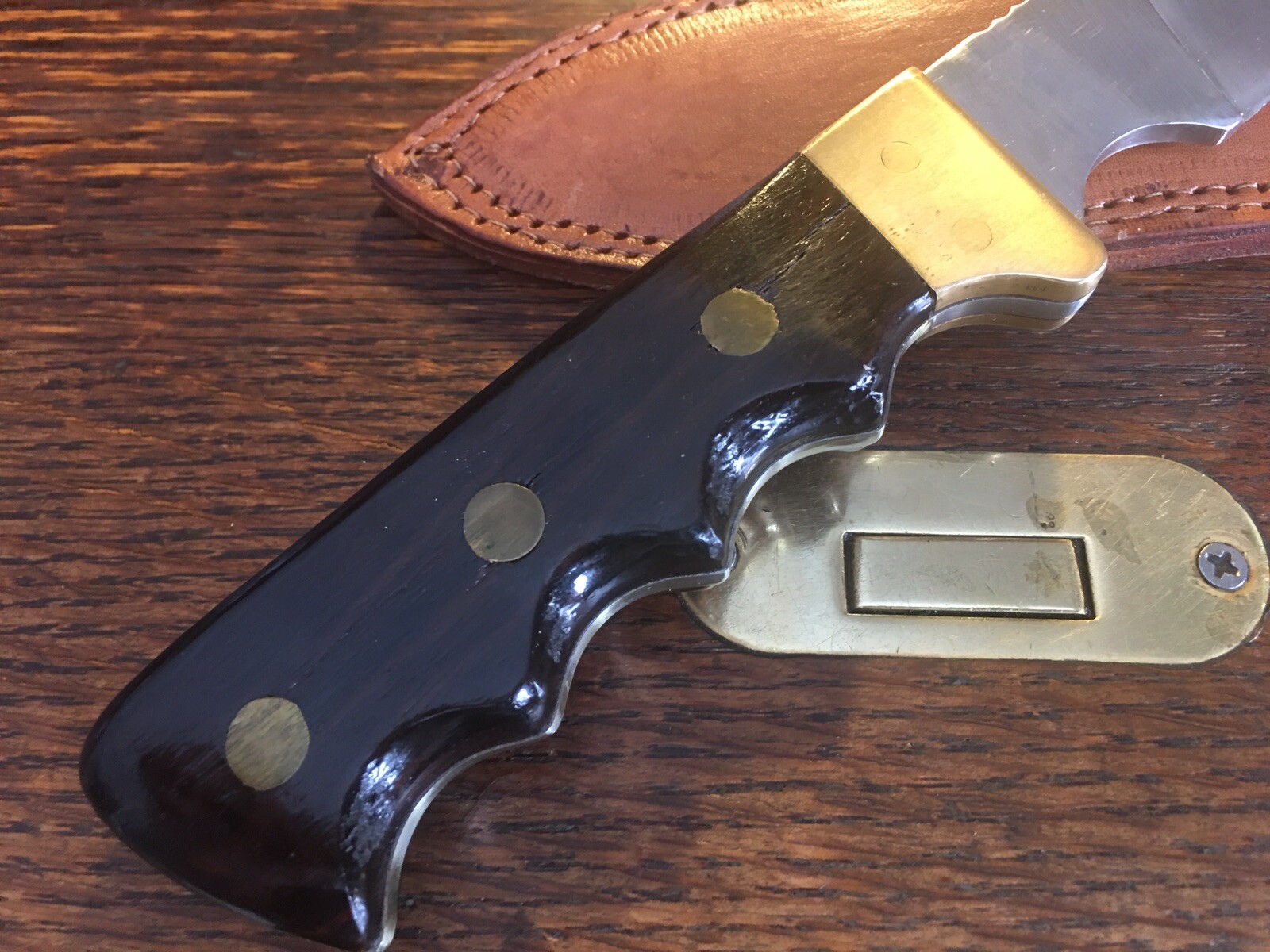 Vintage Markwell Arms Company Fixed Blade Drop Point Knife, Wood Handle