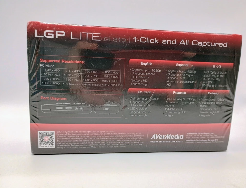 Avermedia LGP Lite GL310 HDMI Caprure Card - Gaming/Streaming 1080P HD - Image 2 of 4