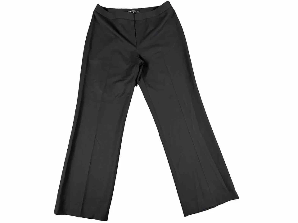 Pantalones Lafayette 148 New York Lana Pierna Ancha Talla 12 Negro Cremallera 33X31  Foto 2 de 4