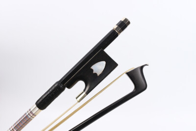 4/4 Violin Bow Color Silk Black Carbon FIber Ebony Frog Horse Hair Shield Inlay