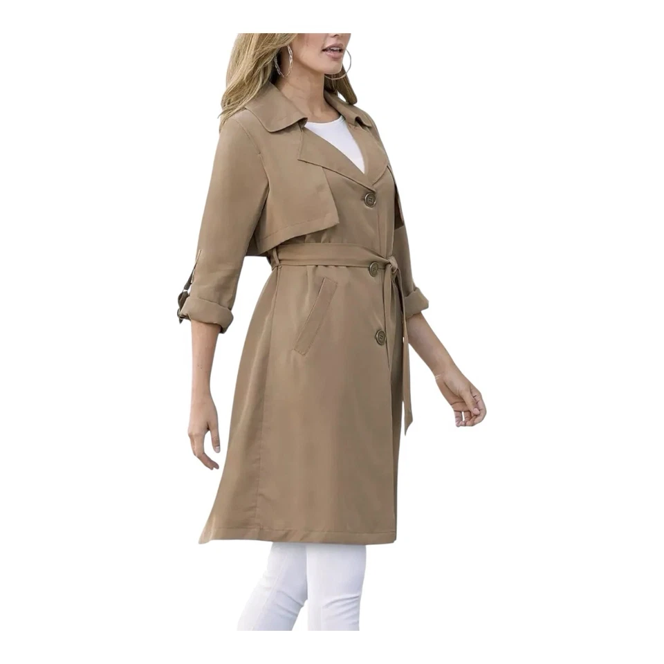 Chaqueta ligera Lyocell talla L manga lengüeta enrollable Monroe y trinchera principal bronceada con cinturón Foto 2 de 4