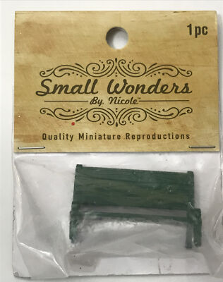Small Wonders By Nicole Miniature Dollhouse Green Bench 1:12 Scale New