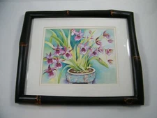 JOCELYN CHENG MAUI MILTONIA FRAMED GICLEE PRINT 16" X 13" SIGNED