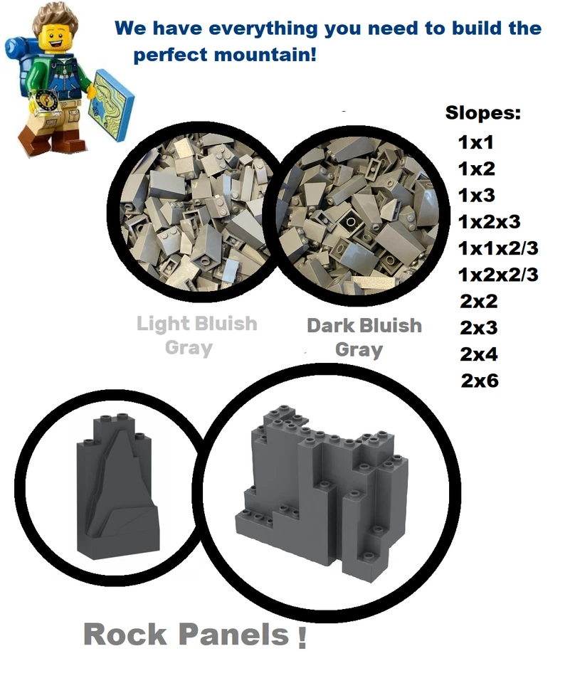 LEGO gris azulado oscuro 100 pendientes a granel 3039 3037 3678 4460 3684 3298 montaña Foto 2 de 4