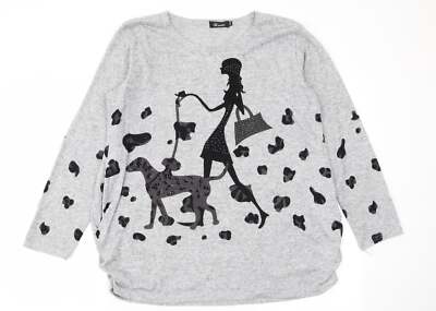 Kranti Damen grau Tier Polyestermischung T-Shirt Einheitsgröße