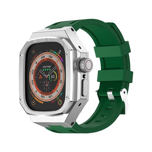 Kit Steel Mod Estuche Protector de Vidrio Banda Fr Apple Watch Ultra 2 49 mm Correa de Goma - Imagen 29 de 43