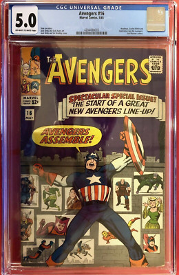Avengers #16 1st New Team Hawkeye/Scarlet Witch/Quicksilver CGC 5.0 Marvel Comic